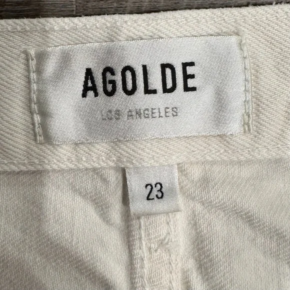 Agoldie 90s White High Rise Pinch Waist White Jeans – Size 23 - Picture 9 of 13